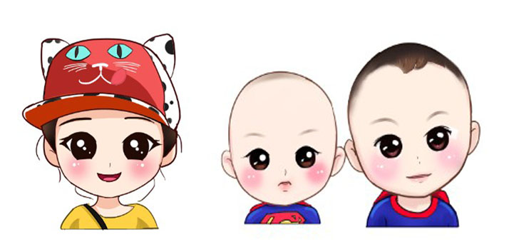 q萌版小孩头像画像卡通形象人物漫画微信照片手绘婚纱照设计