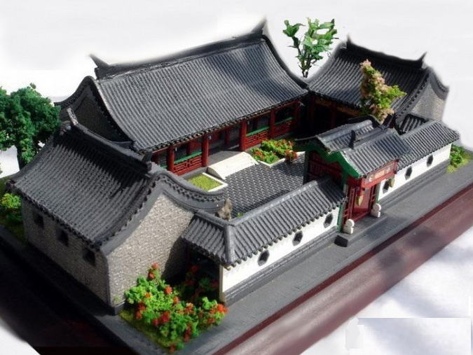 北京四合院别墅设计效果图 仿古四合院效果图施工图水电图结构图