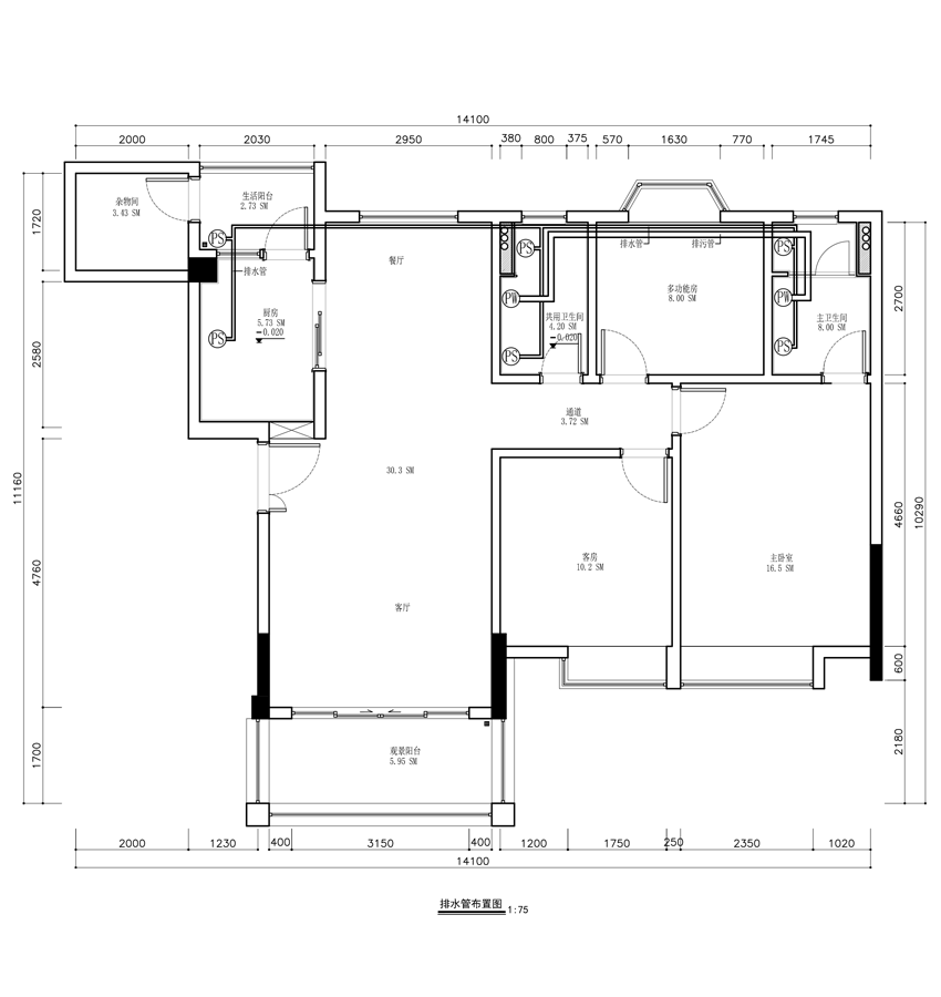 平面图 装修 水电系统图 装修报建图设计 物业报建 物业审批