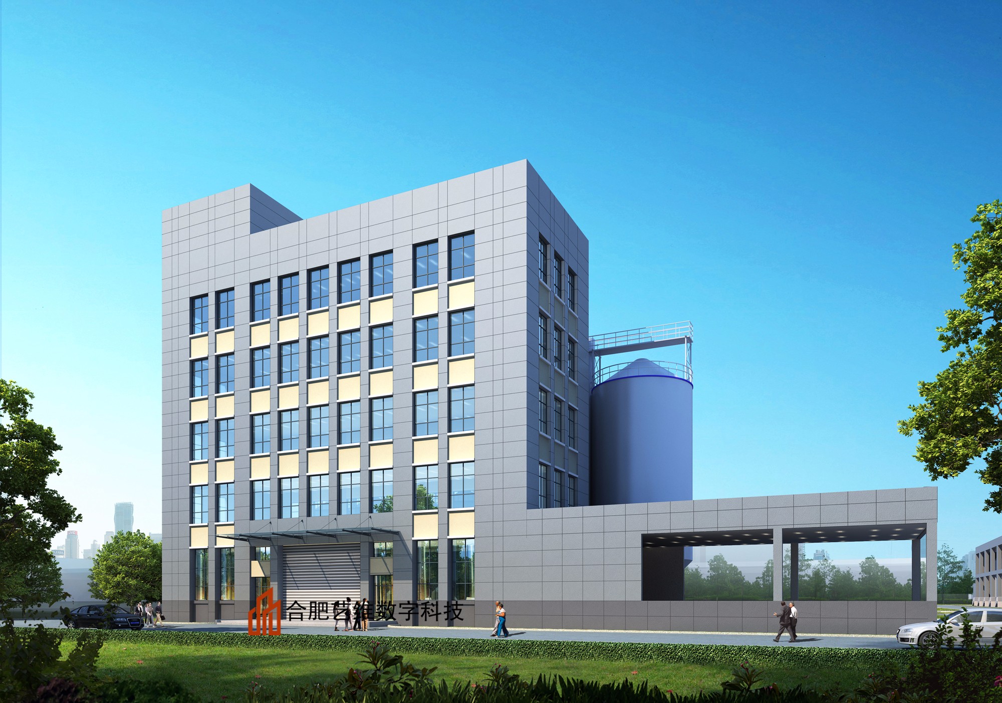 定制 厂房 工业园产业园效果图 透视图 建筑效果图 3d