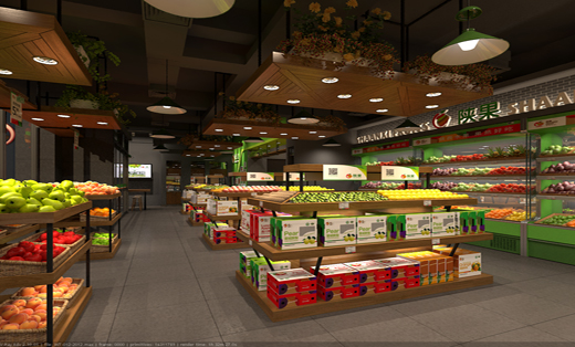 水果店便利店生鲜店连锁超市空间室内装饰装修效果图设计