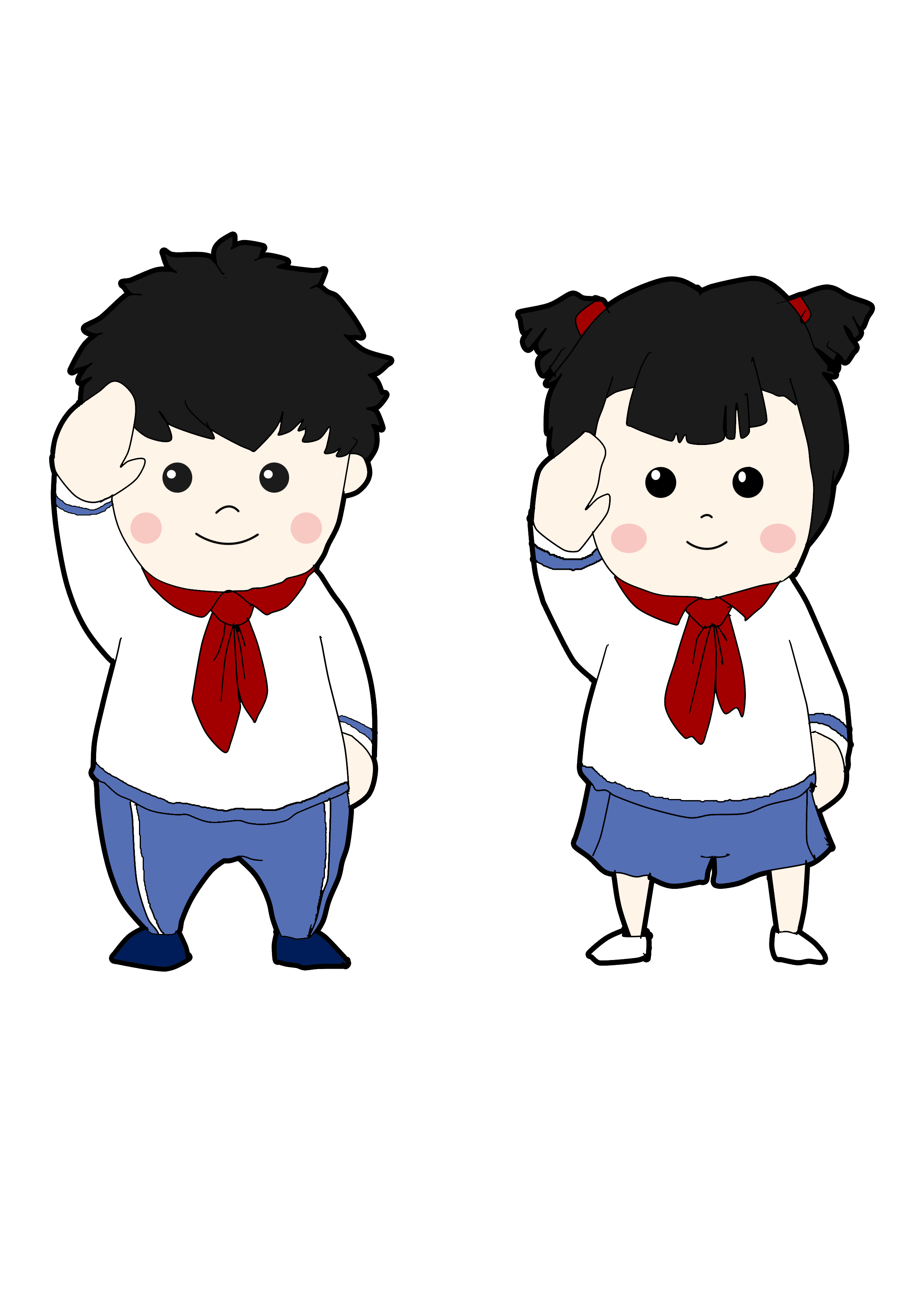 我需要设计一套少先队员卡通形象