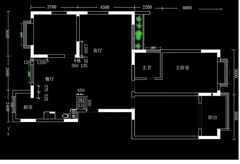 115平方(套内实际面积)3室2厅毛坯房先平面图设计